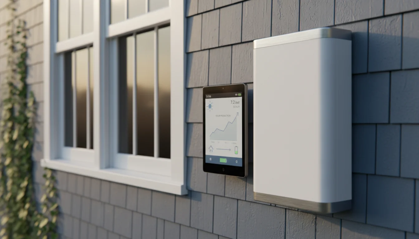 Solar panels and battery storage on a New Hampshire home in the Unitil service territory