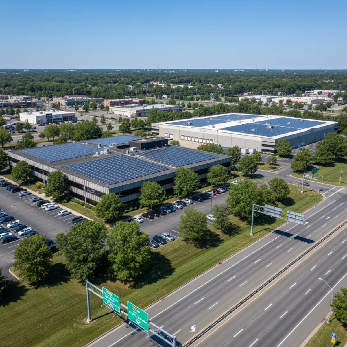 Solar panel installation on a New Jersey commercial office building