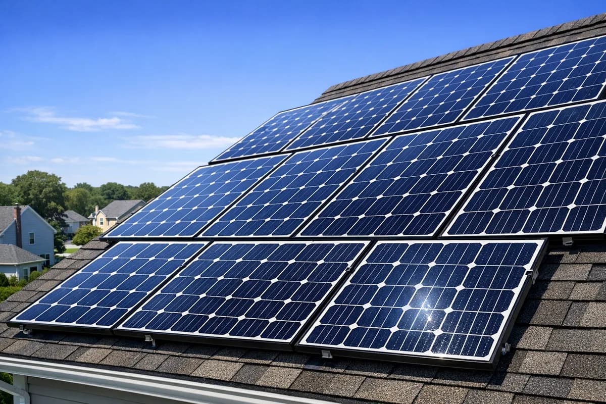 Solar panels on a New Jersey residential rooftop