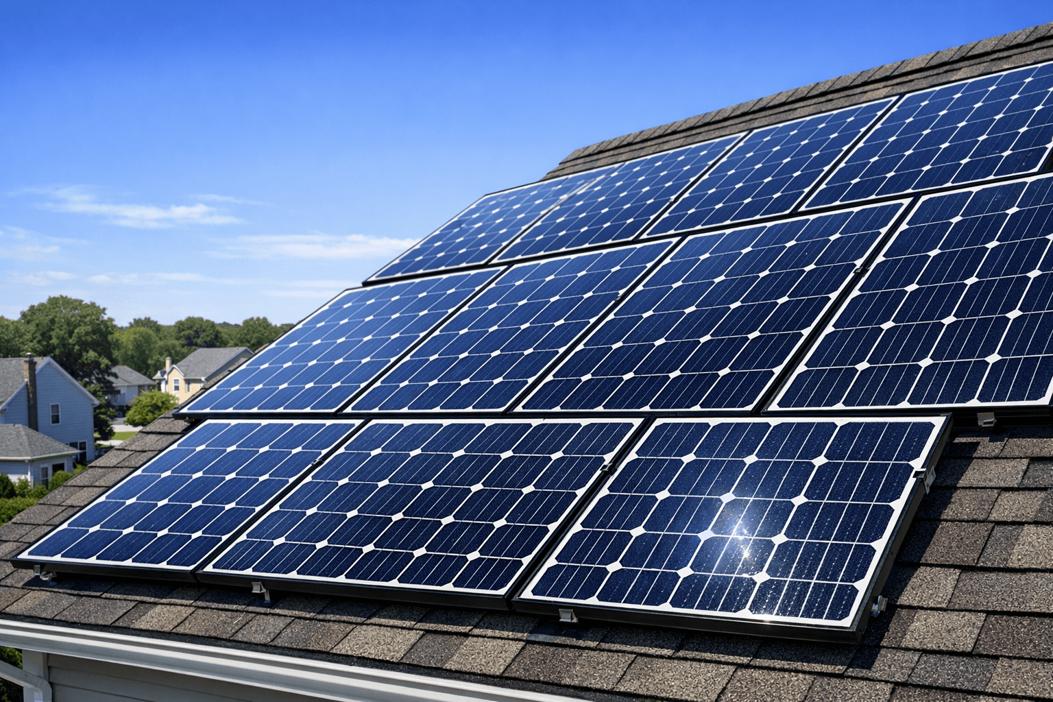 Solar panels on a New Jersey residential rooftop