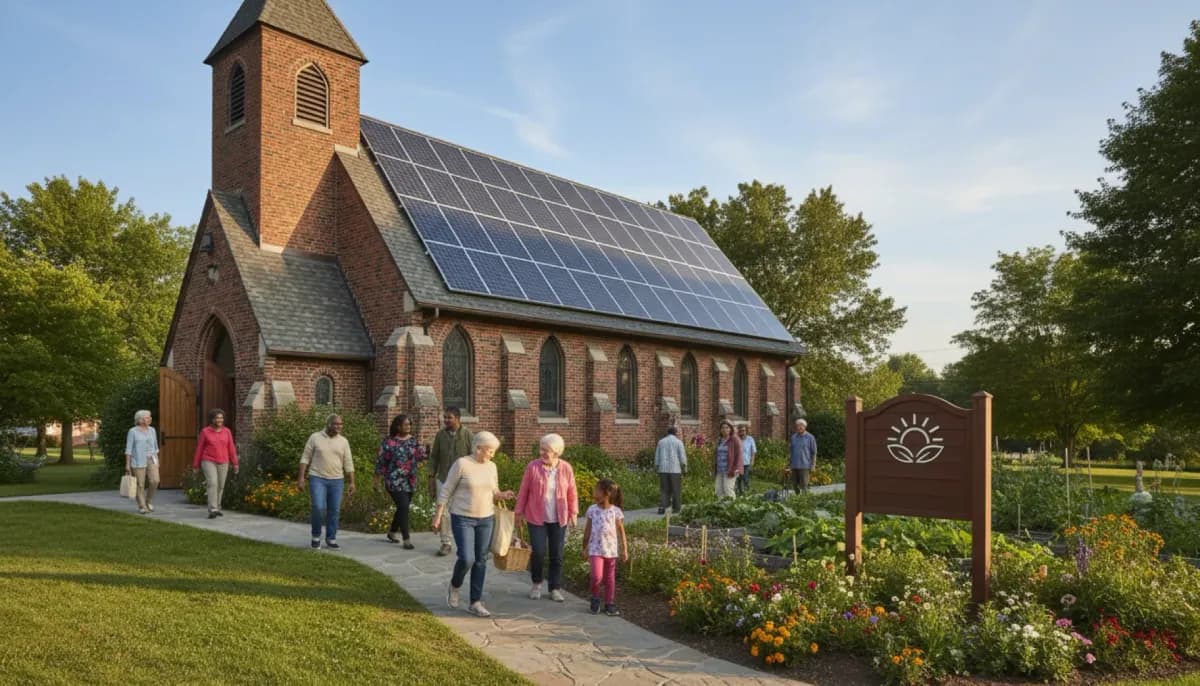 Nonprofit community building with solar panels on roof