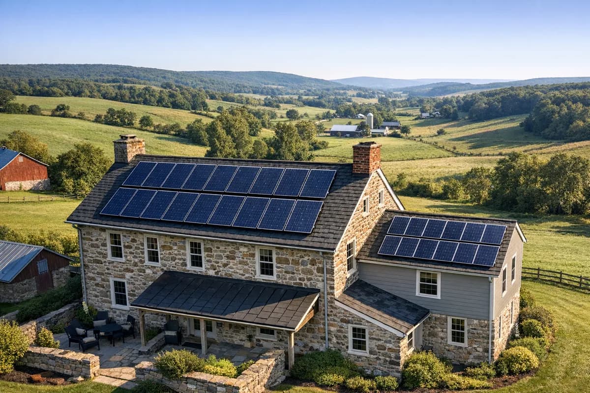 Solar panel installation on a Pennsylvania suburban home