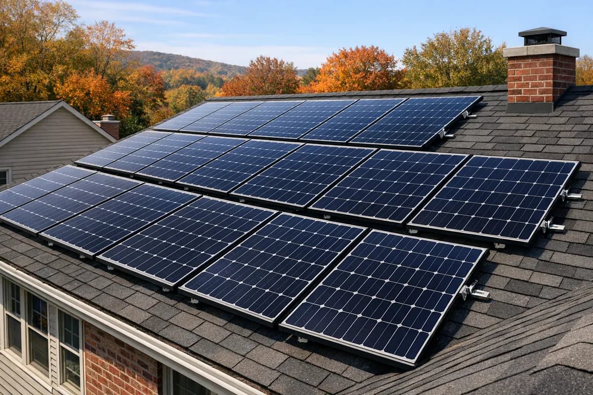 Solar panels on a Pennsylvania residential rooftop