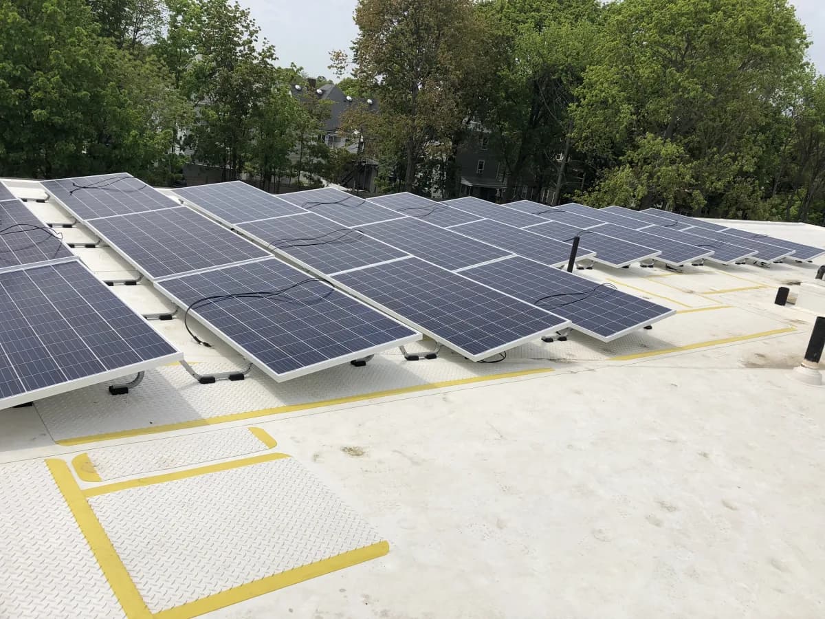 Rooftop solar installation at Epiphany School in Dorchester