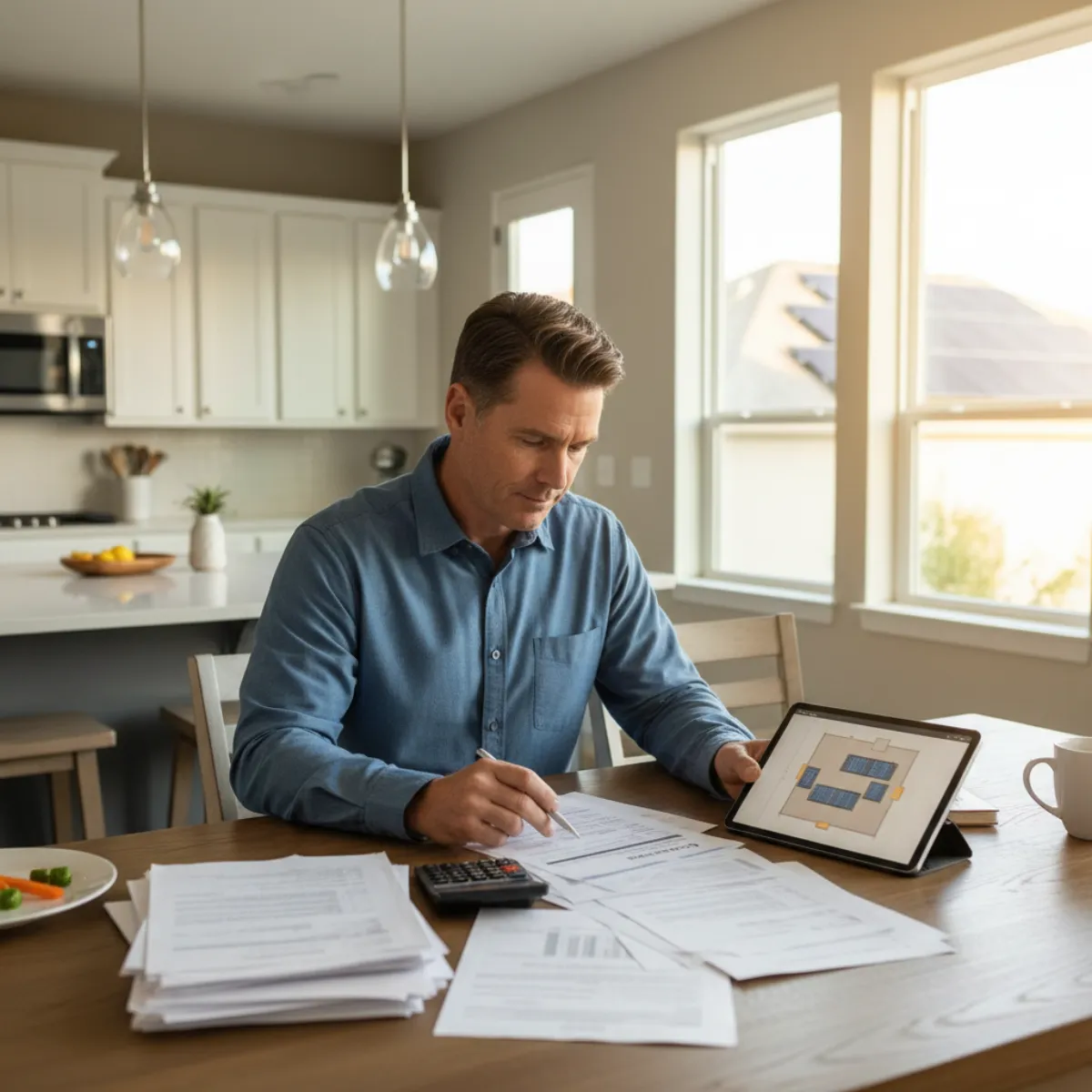 Homeowner reviewing Propel solar financing documents