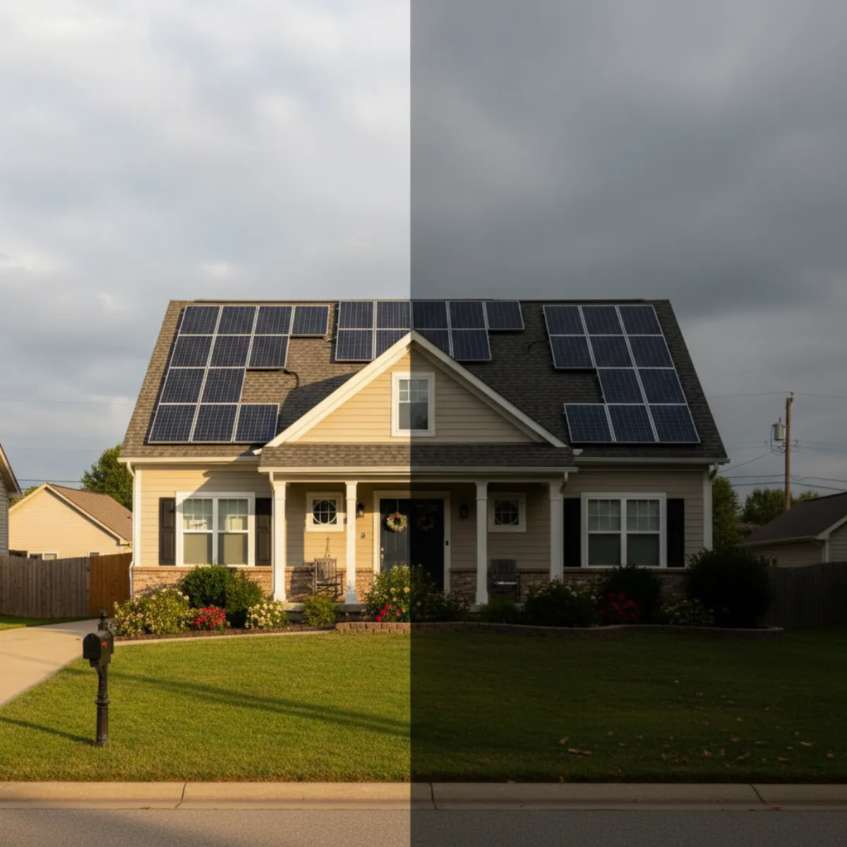 Home with solar panels showing balanced assessment