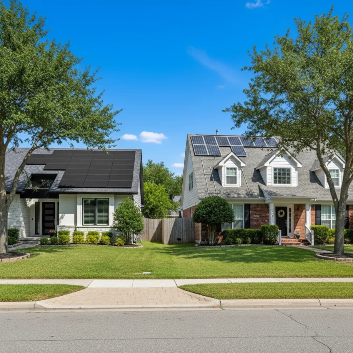 Two homes with different solar installations comparing Propel and Sunrun
