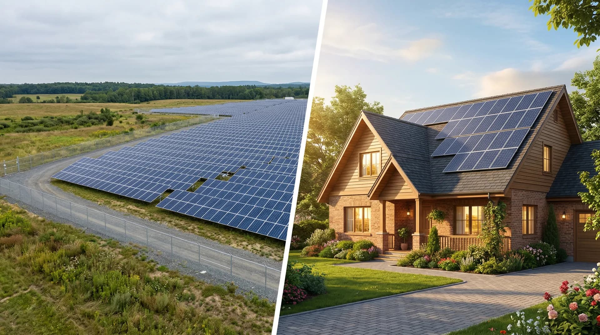 Community solar farm vs rooftop solar panels comparison for Maine homeowners