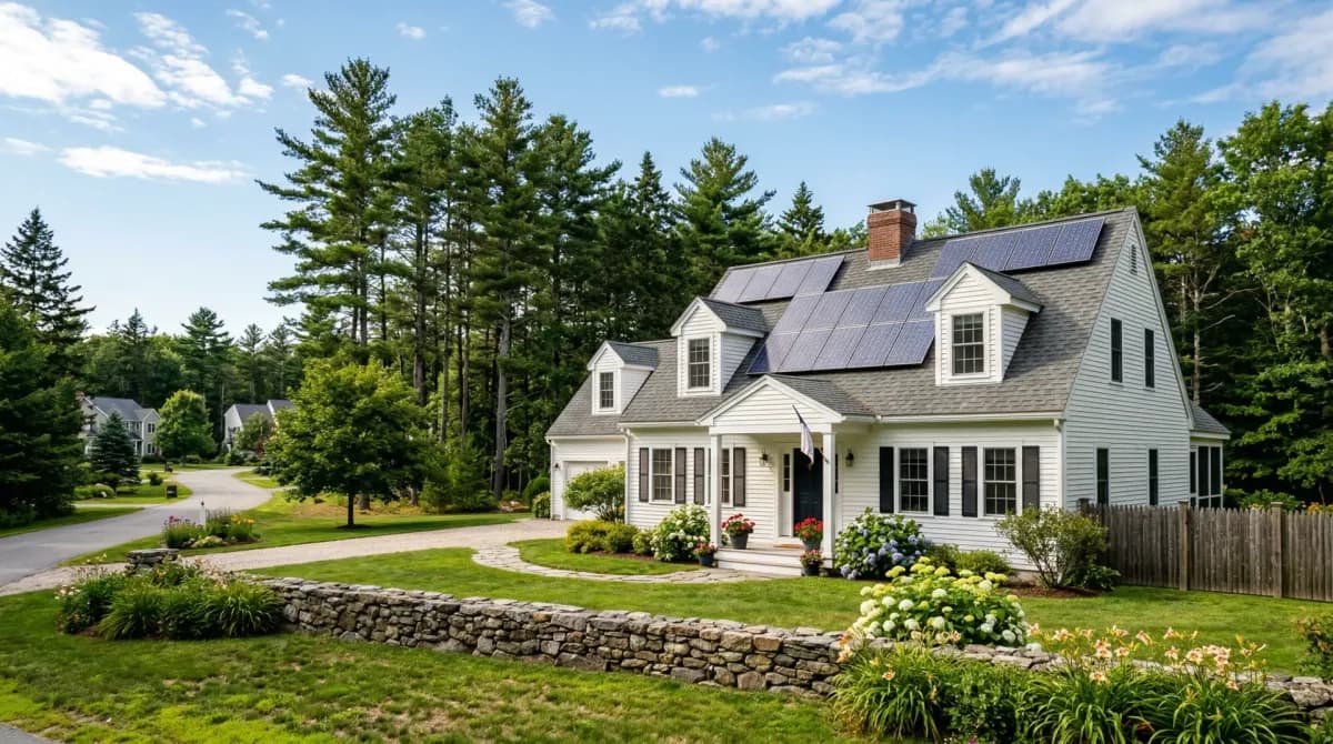 Maine home with solar panels