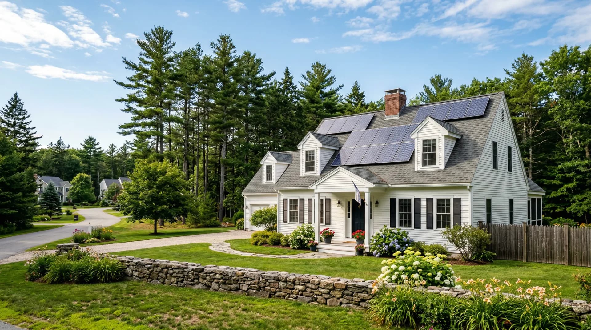 Maine home with solar panels