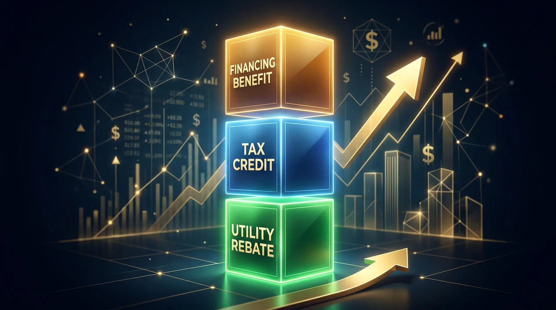 Diagram showing how Austin Energy rebate, Section 48 ITC, and Propel financing stack together for maximum solar savings