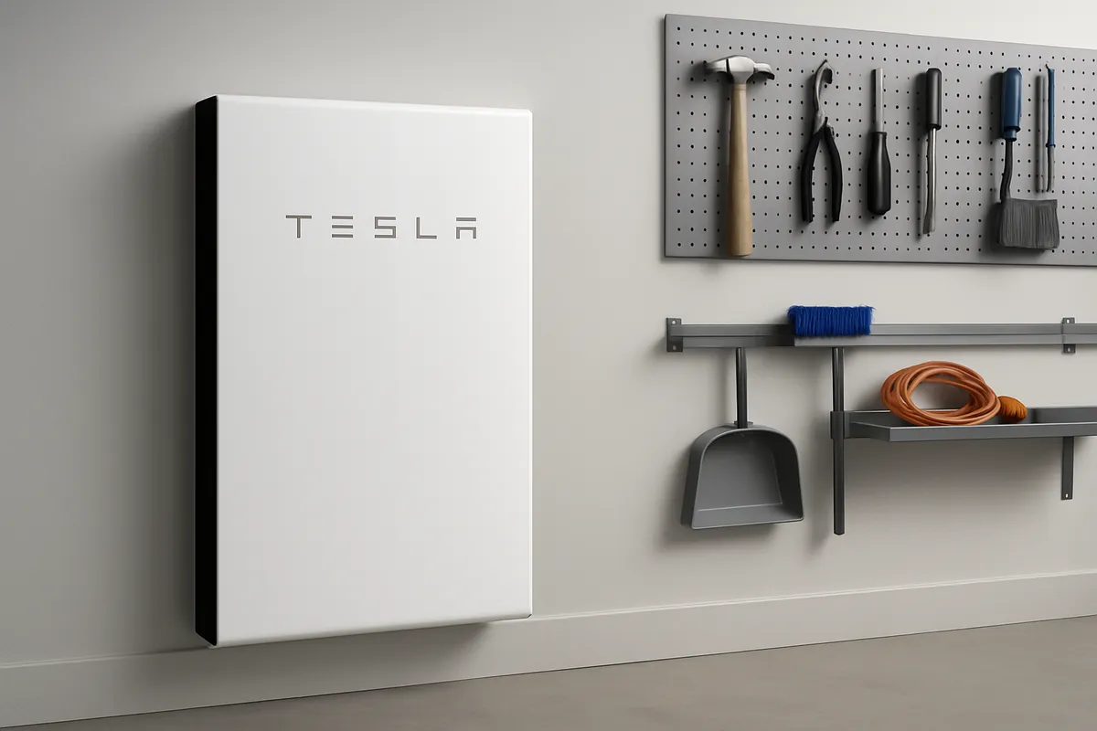 Home battery system installed in a Rhode Island garage