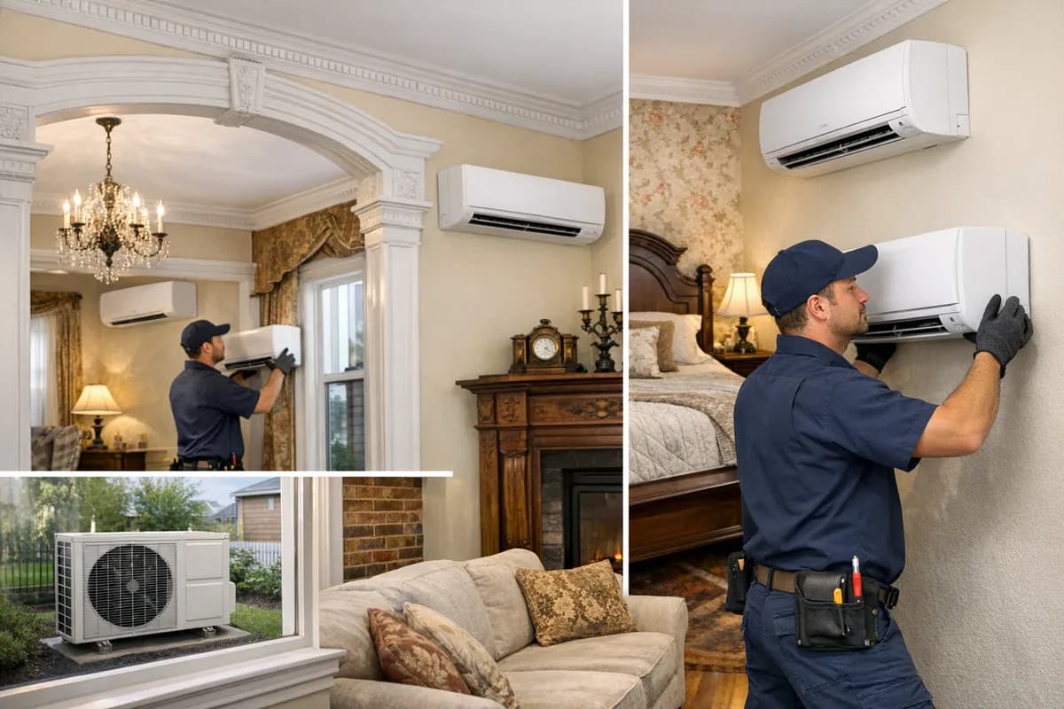 Multi-zone ductless mini split installation in a Rhode Island Victorian home