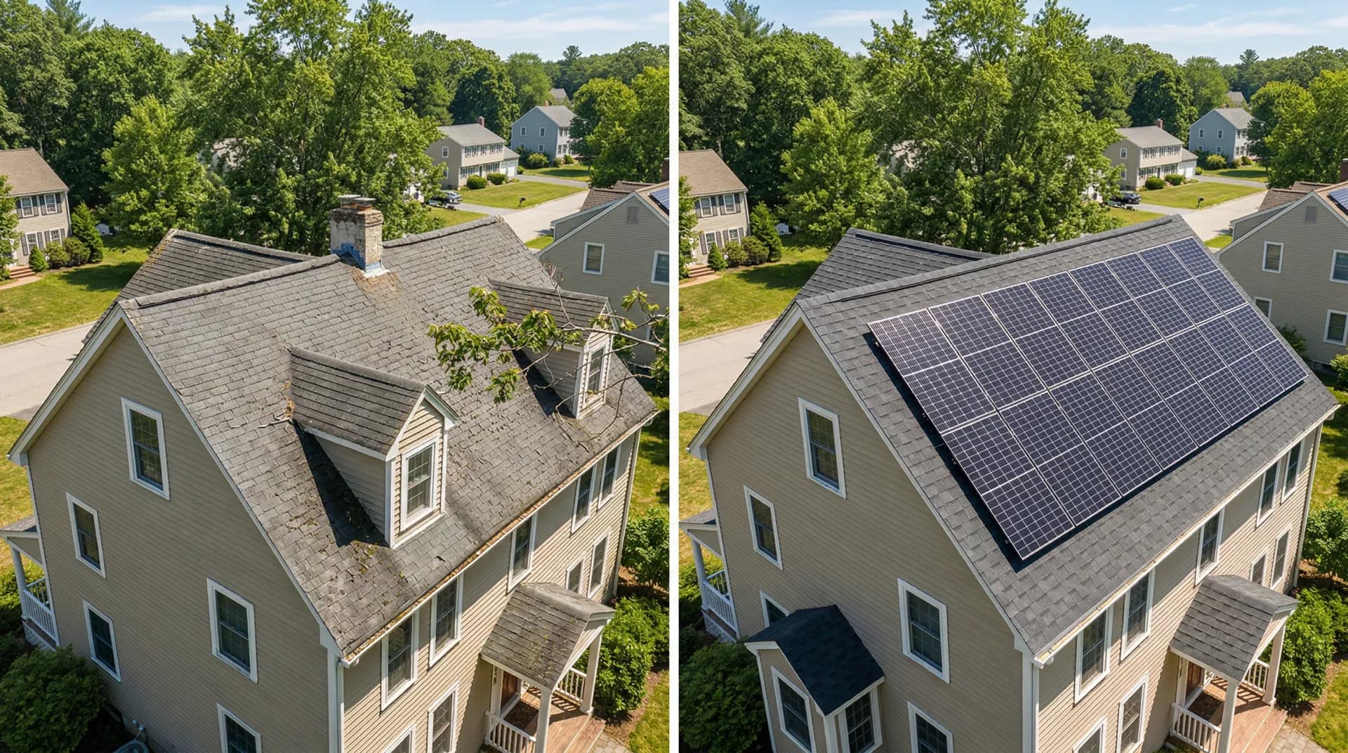 Homeowner evaluating roof condition before solar installation