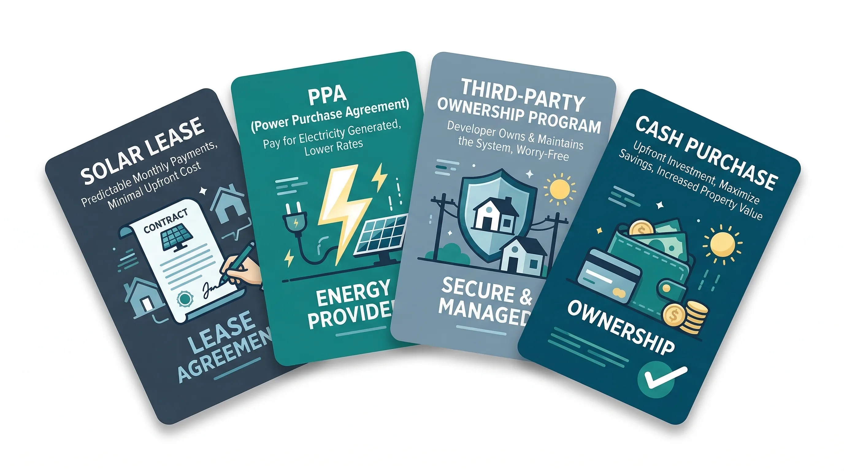 Solar financing options: lease, PPA, Propel, and cash purchase comparison