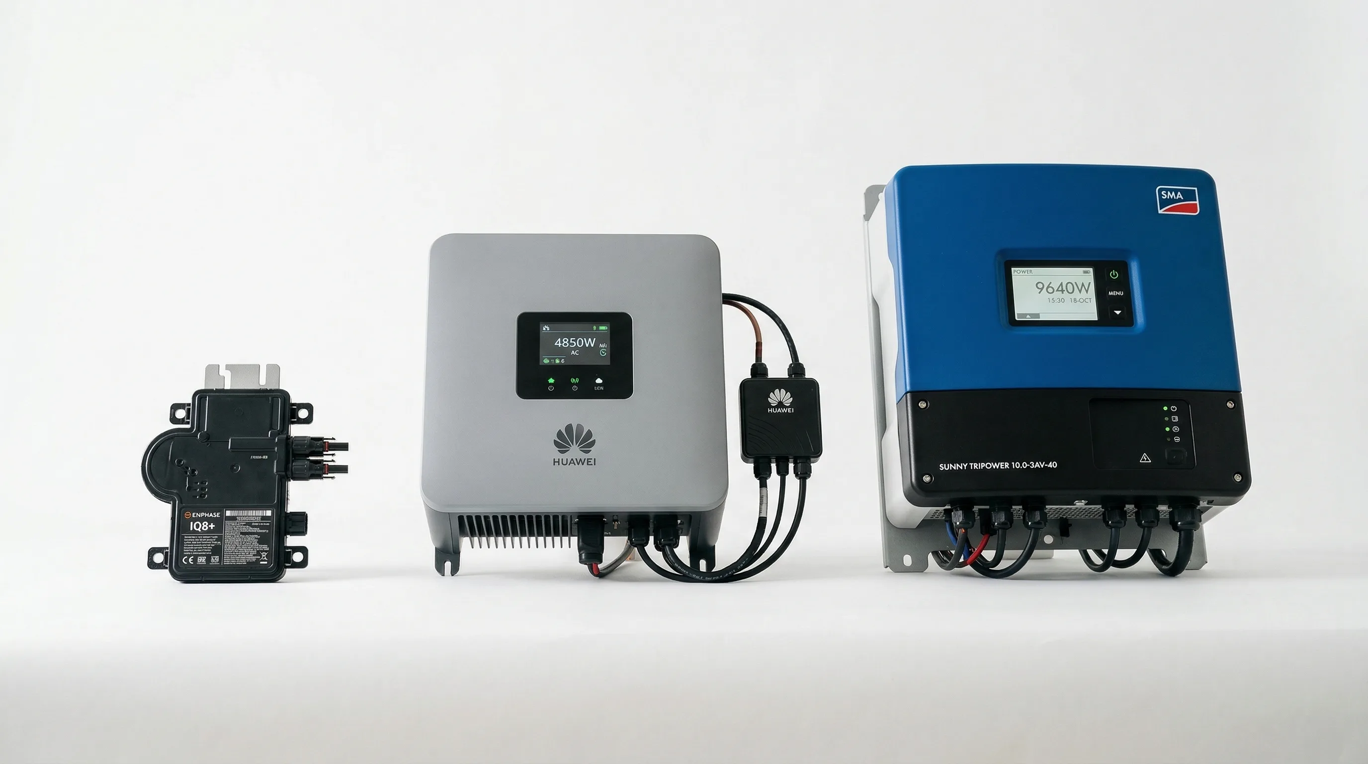 Solar inverter comparison — microinverter, string with optimizer, and string inverter