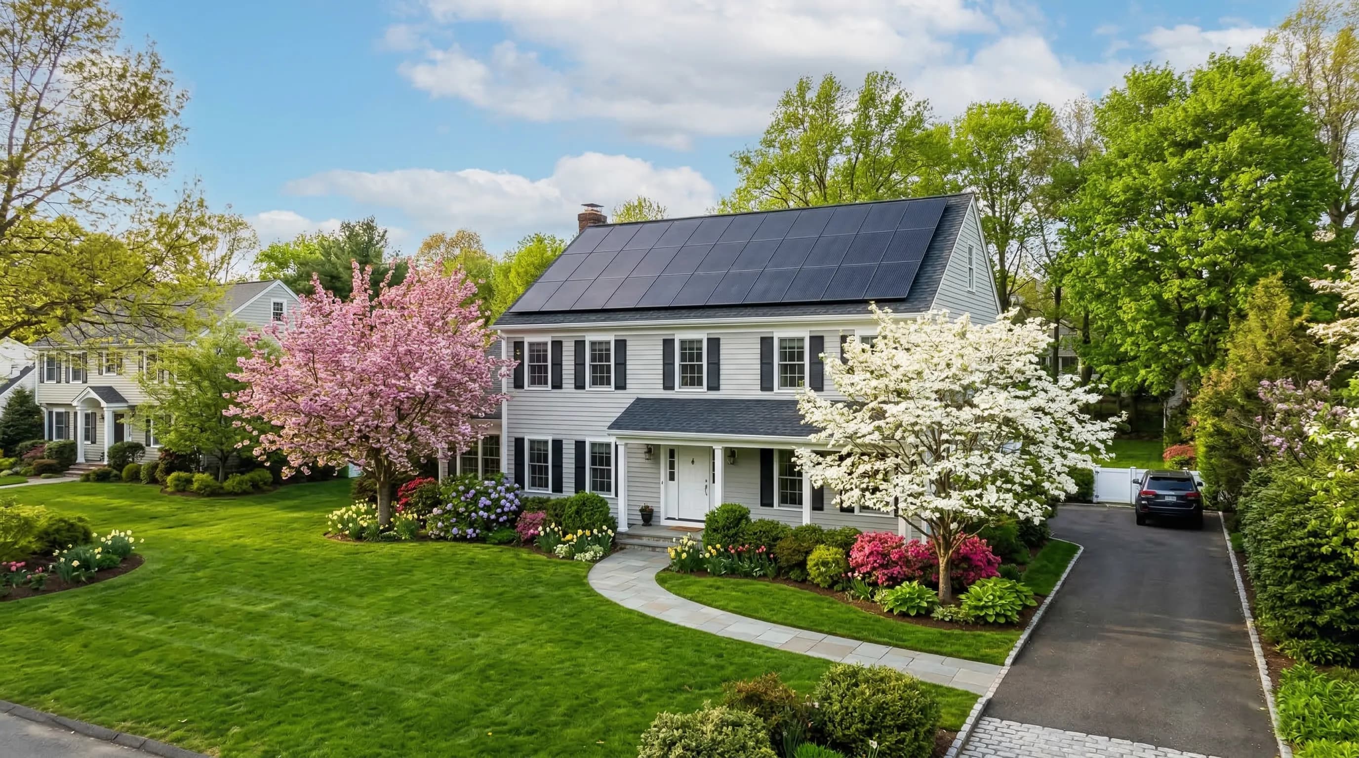 Connecticut homes with solar panels in spring