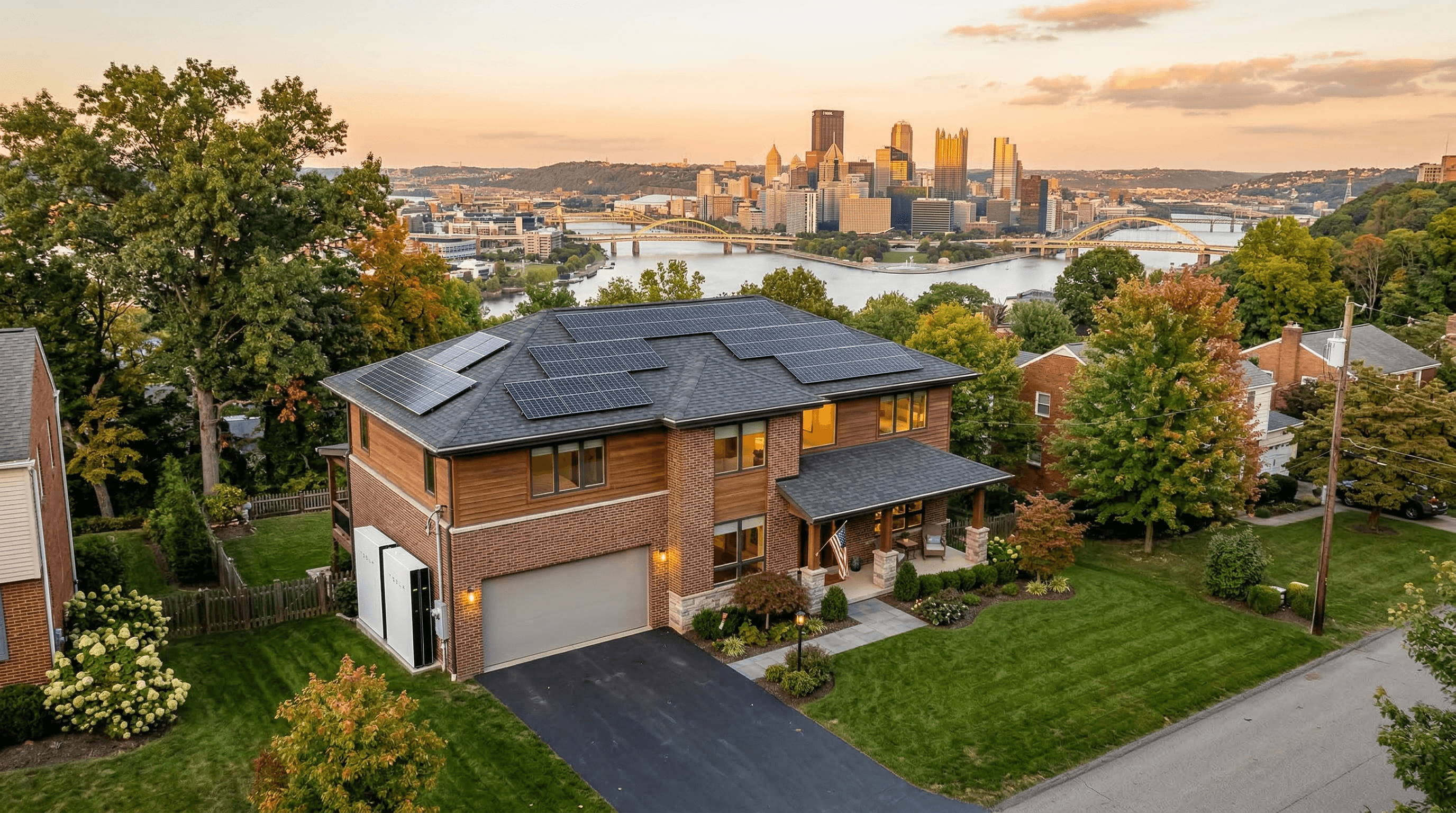 Pittsburgh home with solar panels and battery storage, Allegheny County