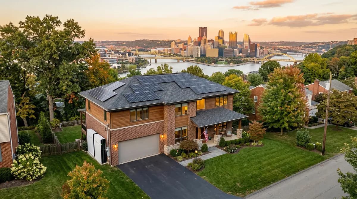 Pittsburgh home with solar panels and battery storage, Allegheny County