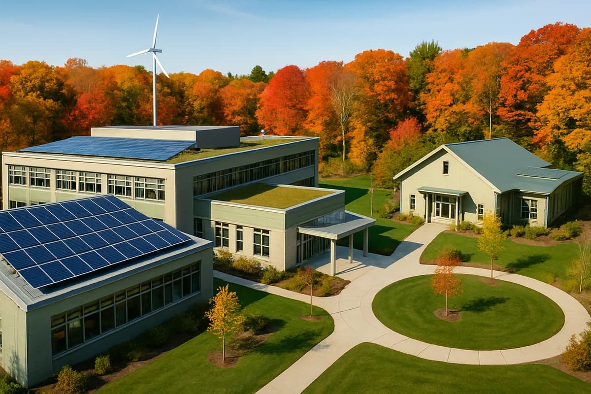Massachusetts Clean Energy Center campus with solar panels and clean energy infrastructure