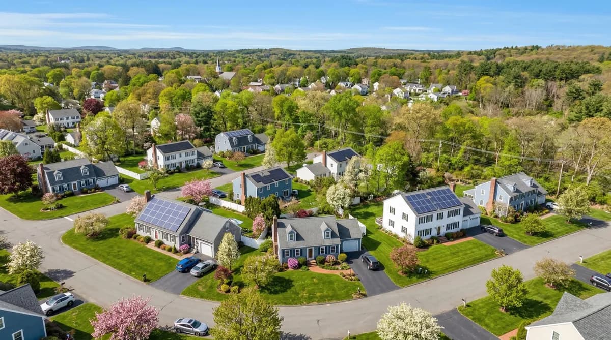 Massachusetts homes with solar panels in spring