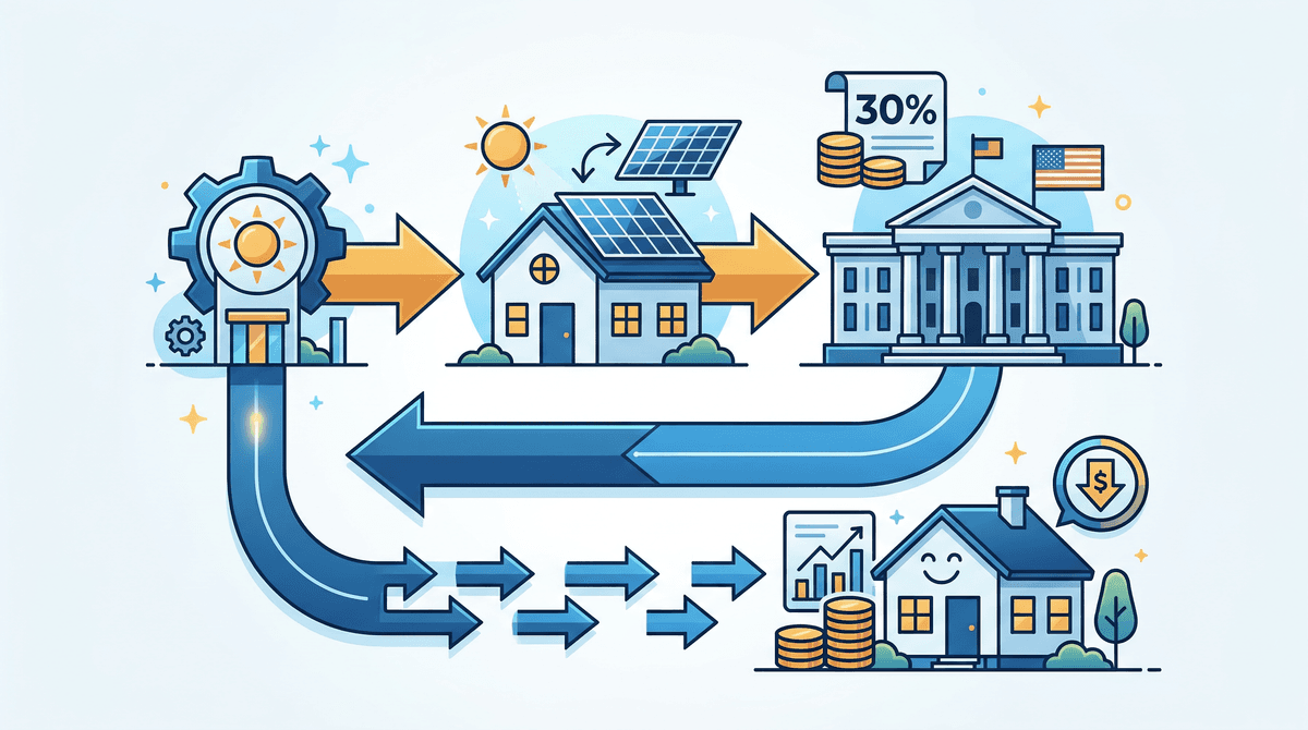 How Section 48 ITC flows from leasing company to homeowner through lower rates
