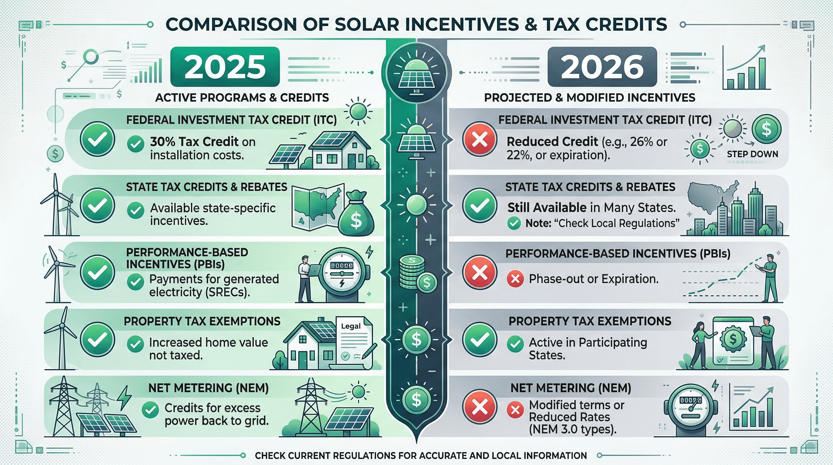 2025 vs 2026 Maine solar incentives comparison — federal ITC expired but state programs remain