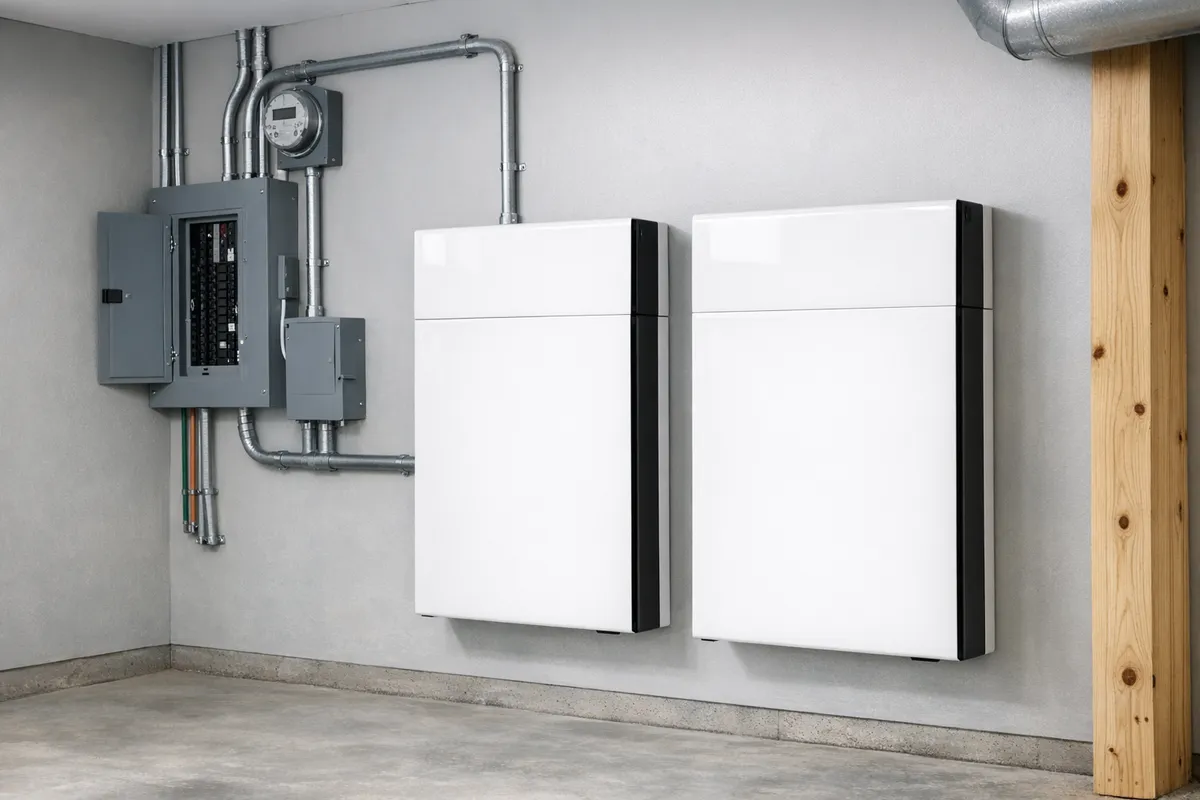 Battery storage system safely installed in a Maine basement