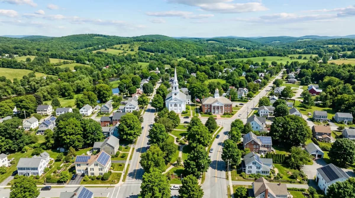 New Hampshire town with solar panels on community homes