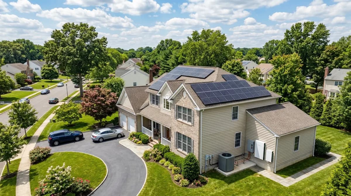 New Jersey home with solar panels, heat pump, and battery storage