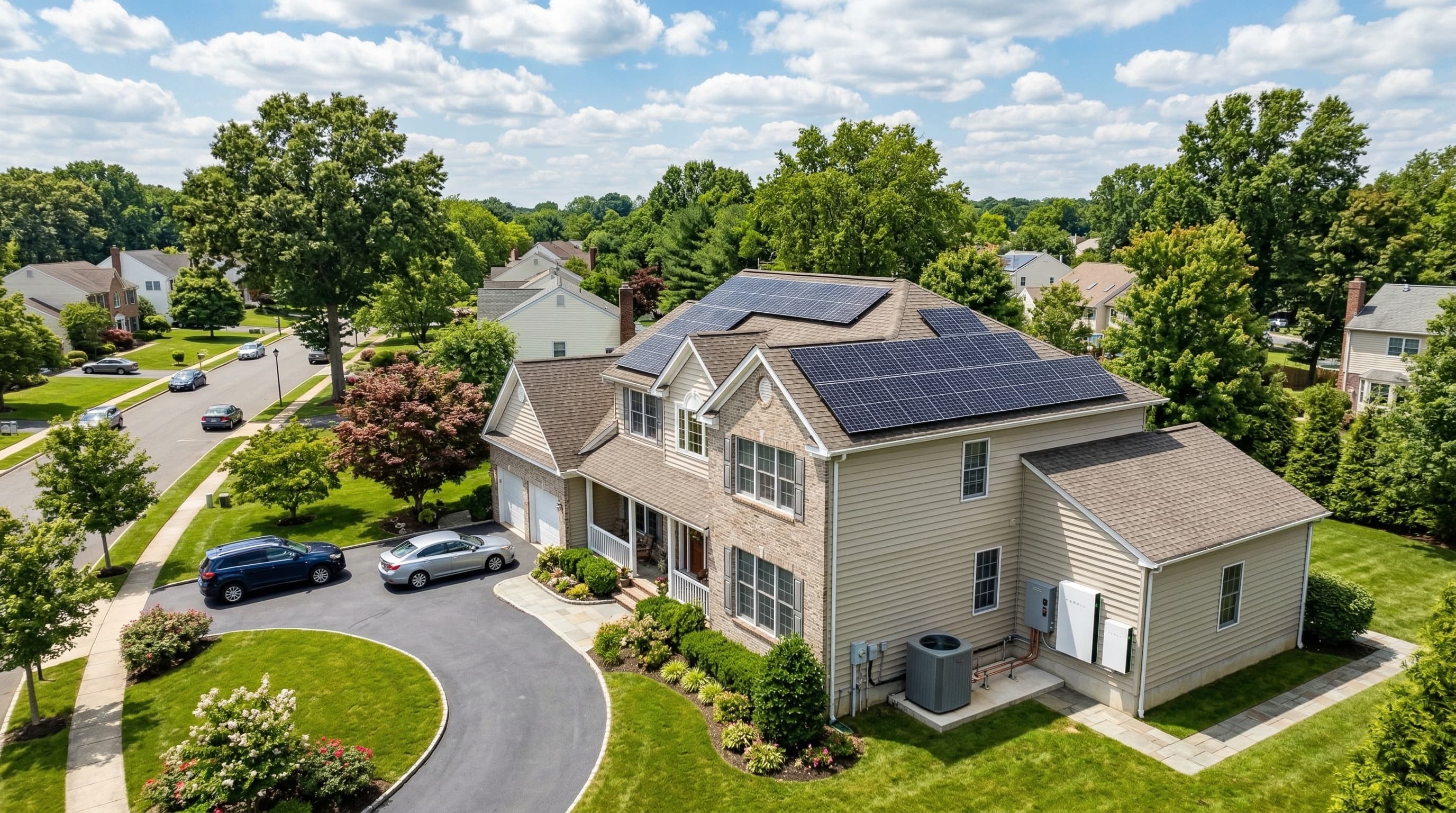 New Jersey home with solar panels, heat pump, and battery storage