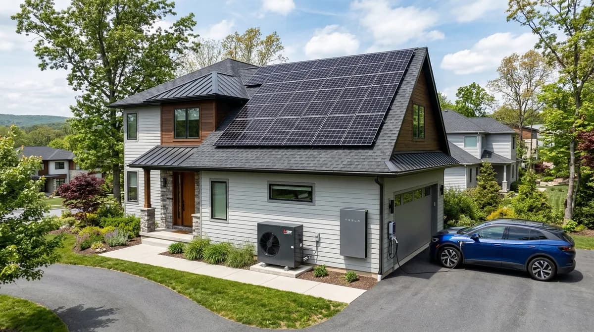 Pennsylvania home with solar, heat pump, and battery