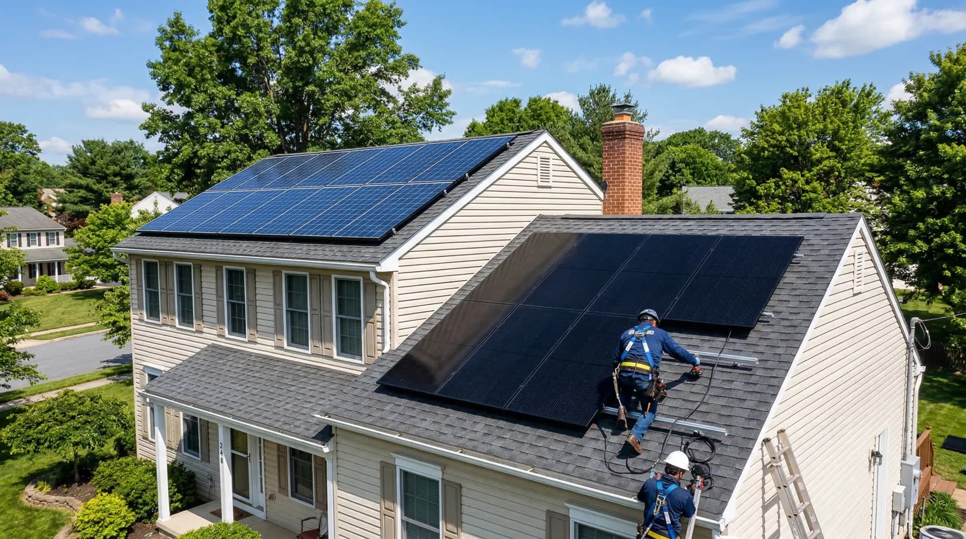Pennsylvania home with existing solar panels being expanded with additional panels on the roof