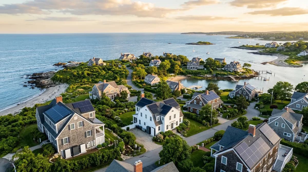 Rhode Island coastal homes with solar panels and battery storage systems for TOU arbitrage and ConnectedSolutions