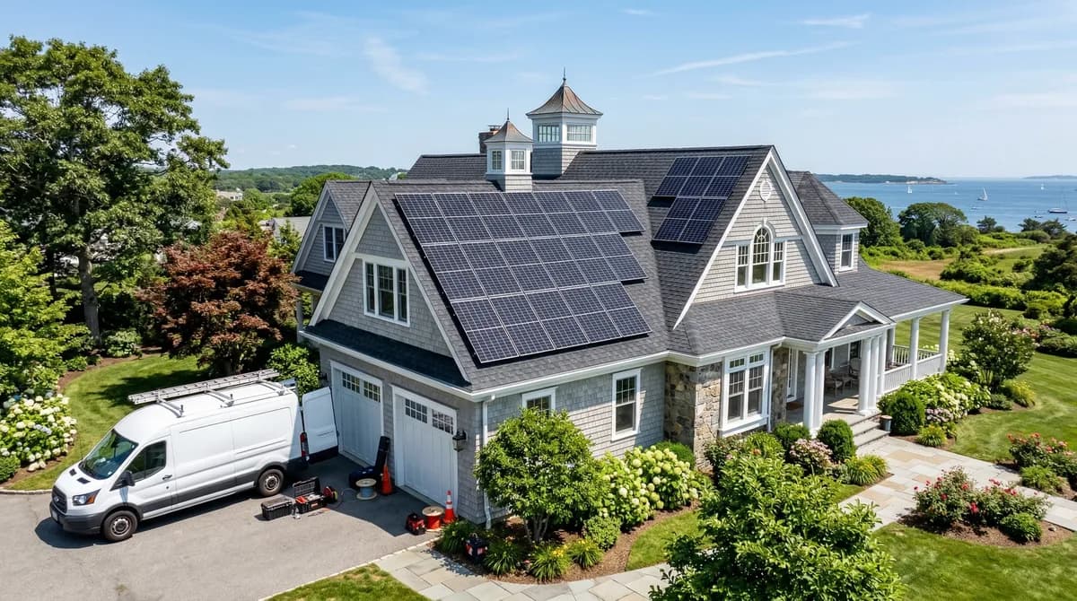 Solar installation on a Rhode Island home