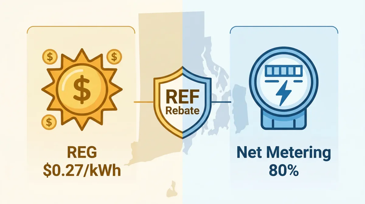 Comparison of Rhode Island REF rebate vs REG program for solar installations