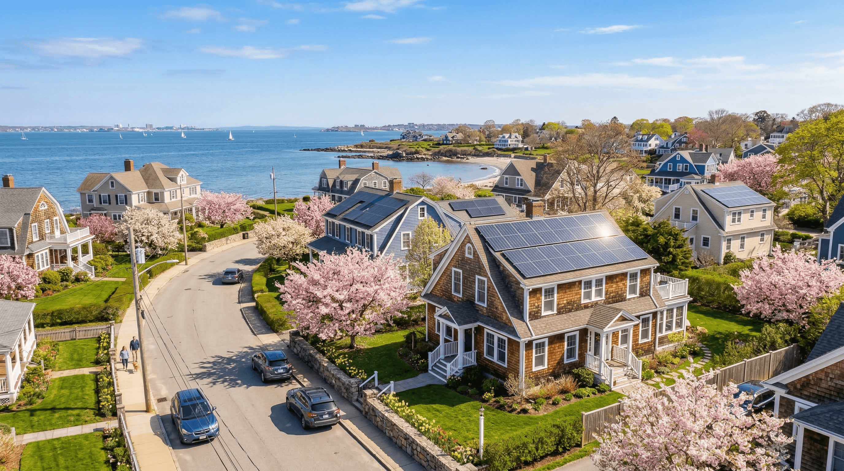 Rhode Island homes with solar panels in spring