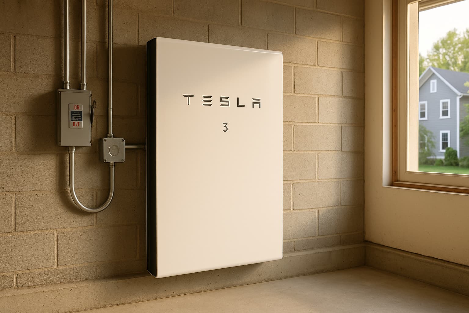 Home battery system safely installed in Massachusetts garage