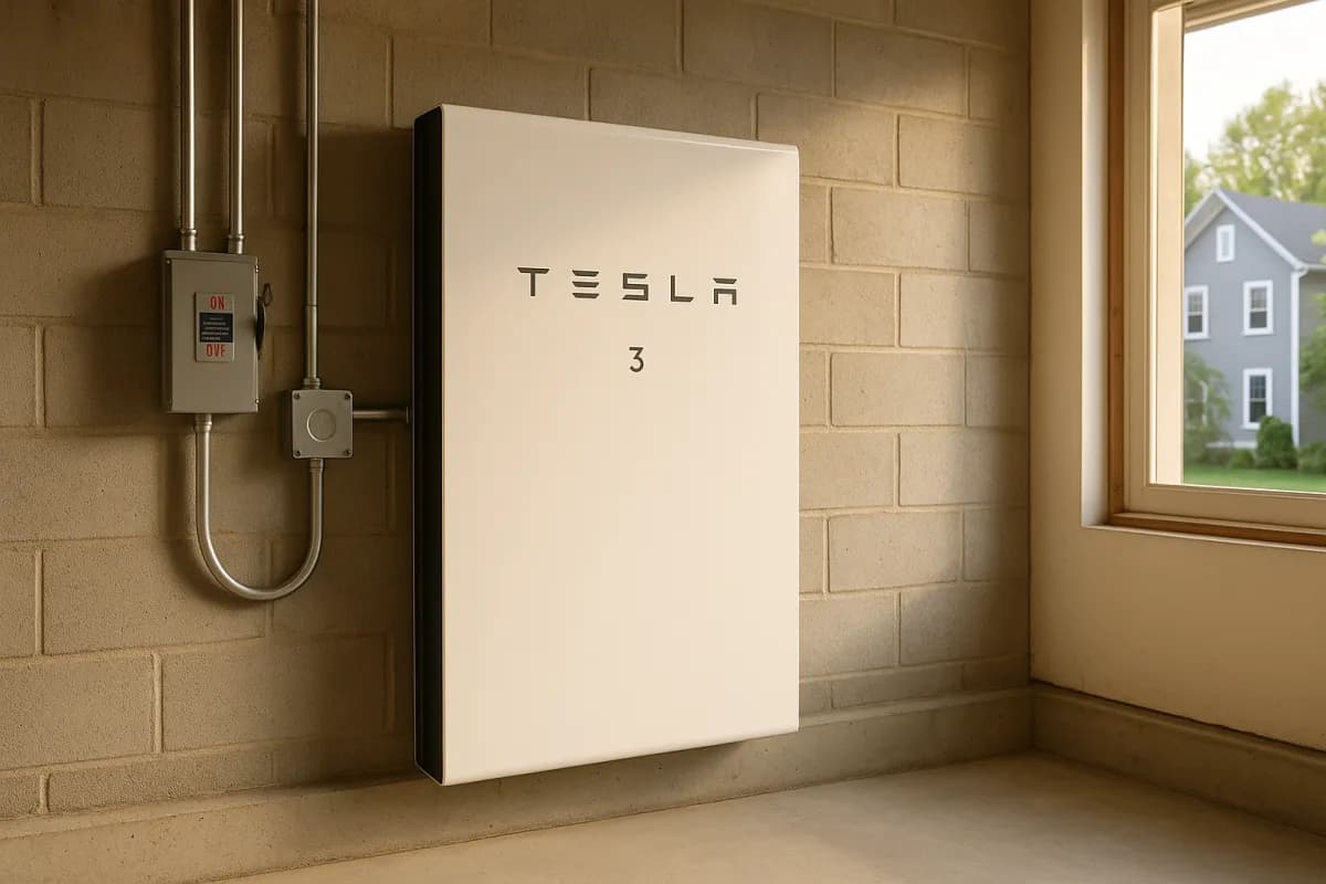 Home battery system safely installed in Massachusetts garage