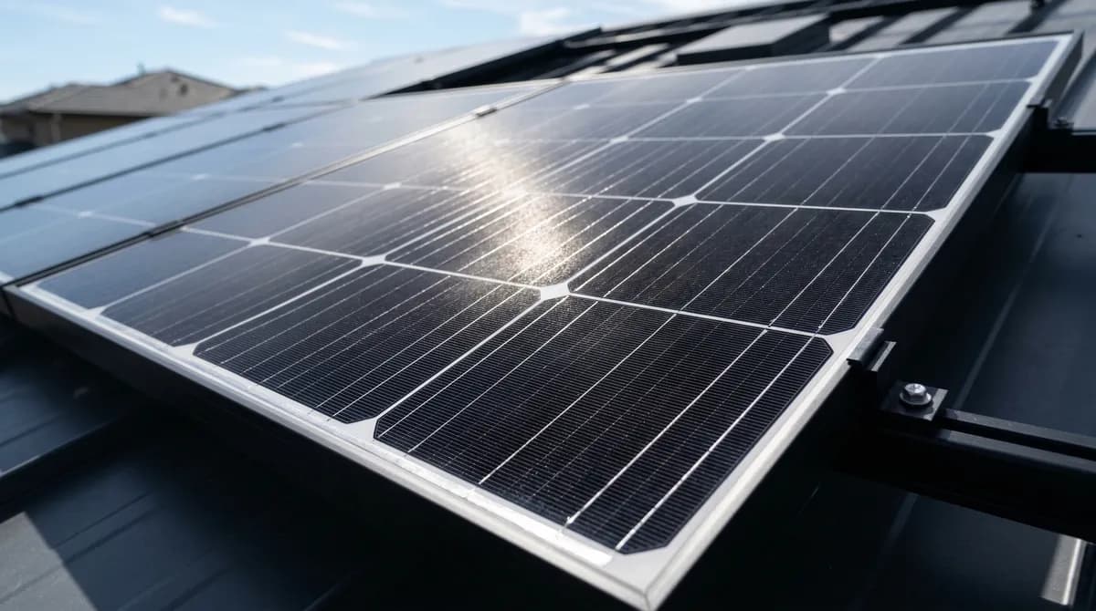 High-efficiency solar panels close-up