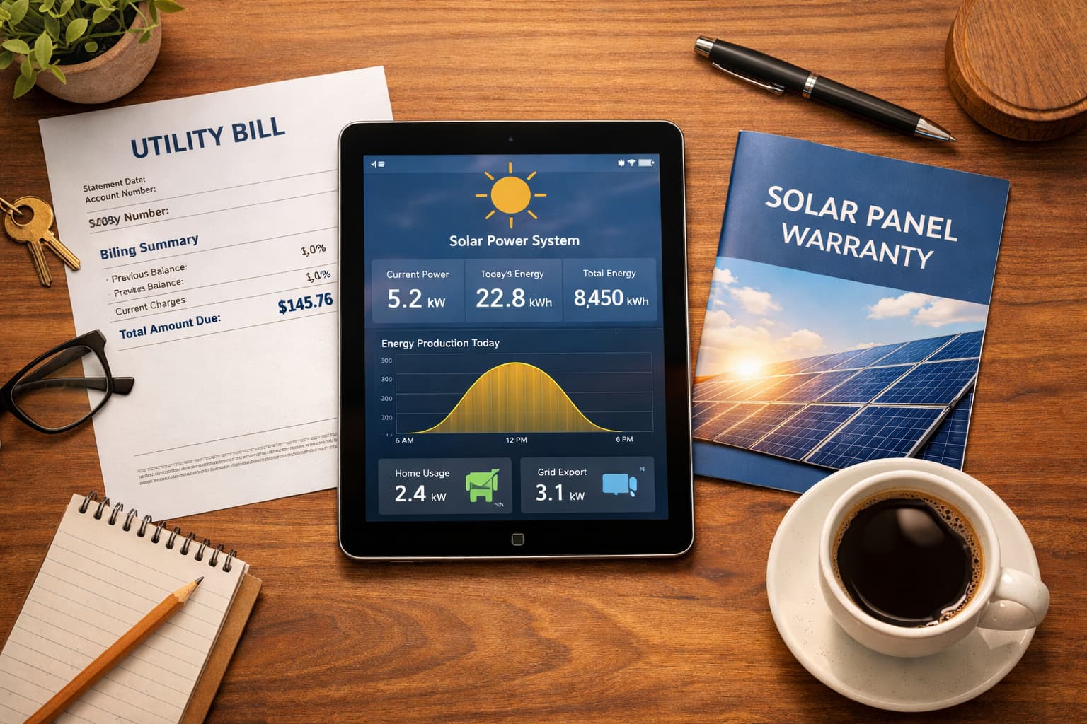 Solar system owner monitoring dashboard and documents