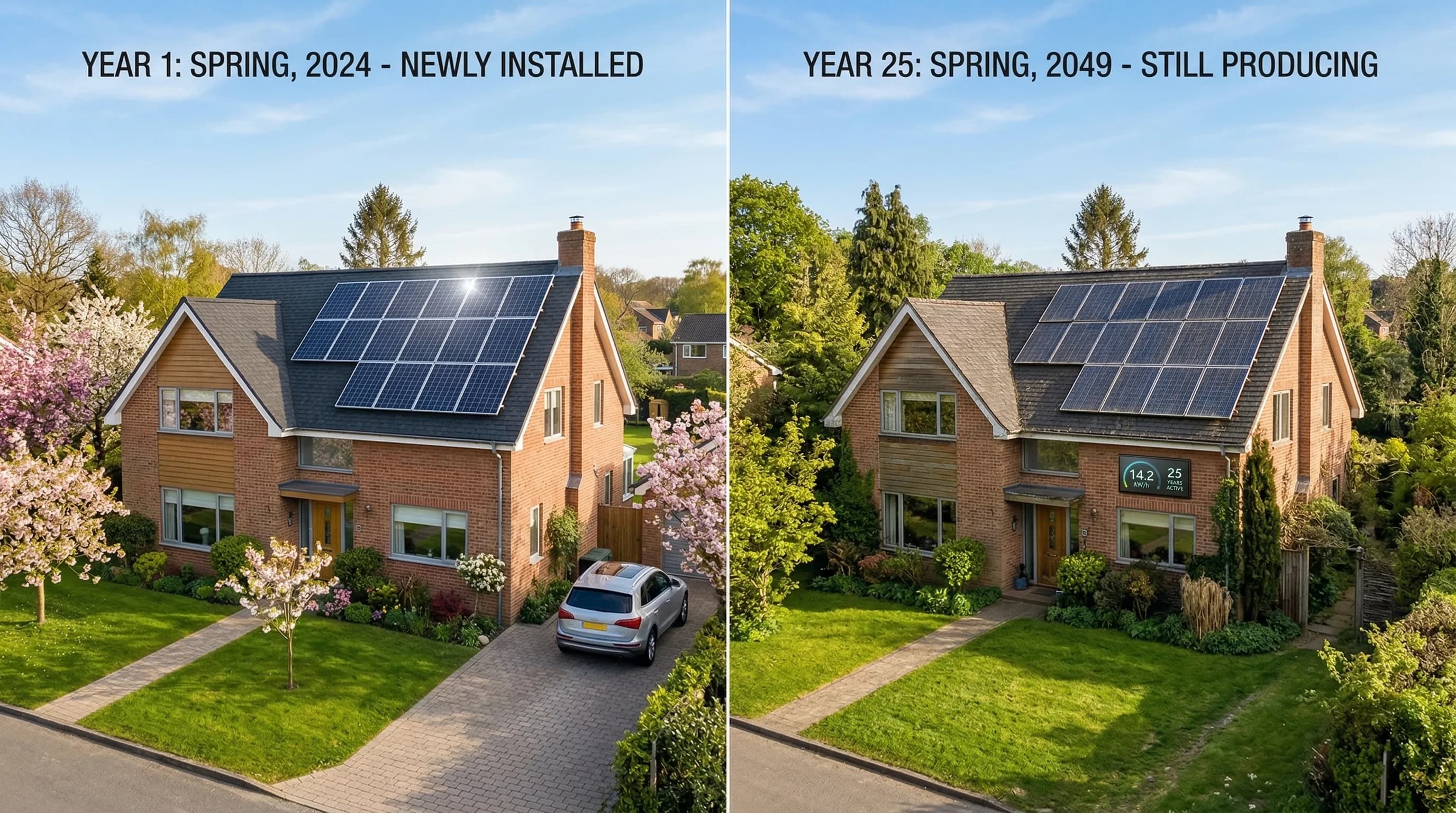 Residential solar panels demonstrating long-term durability
