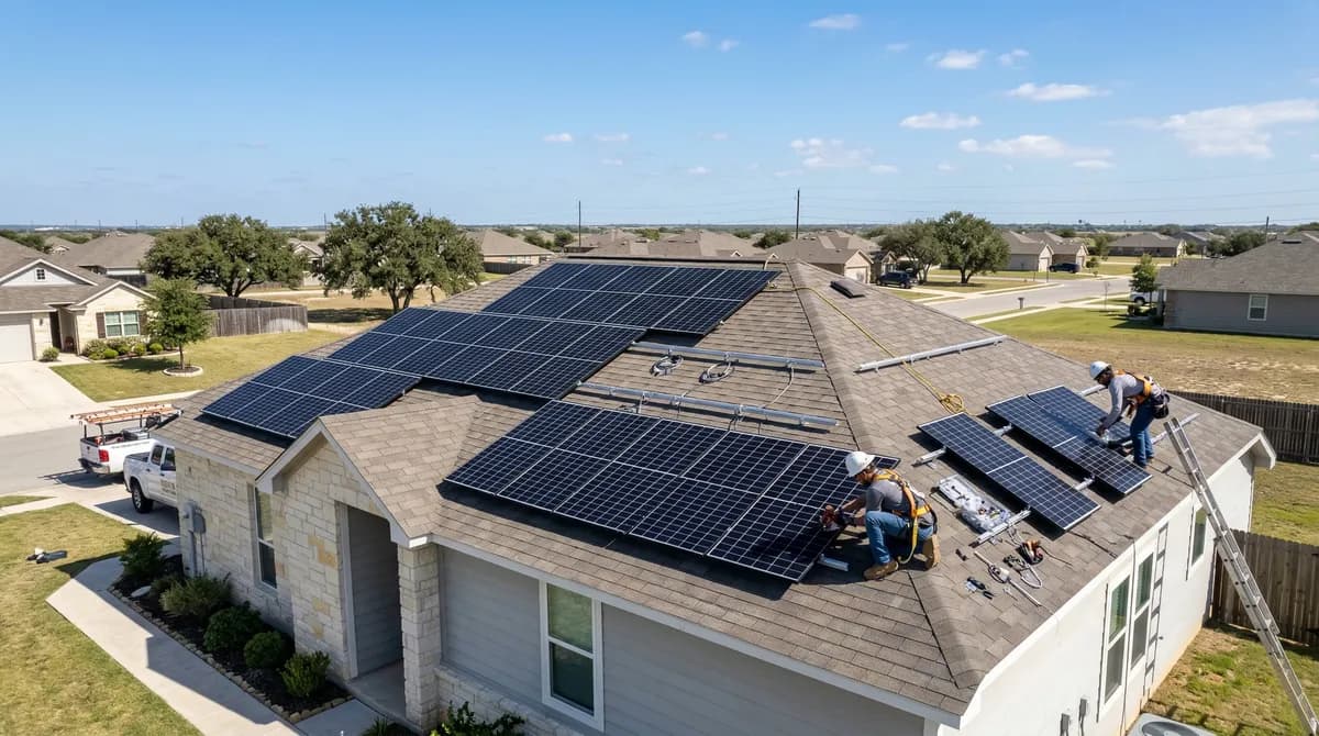 Solar panel installation on a Texas home