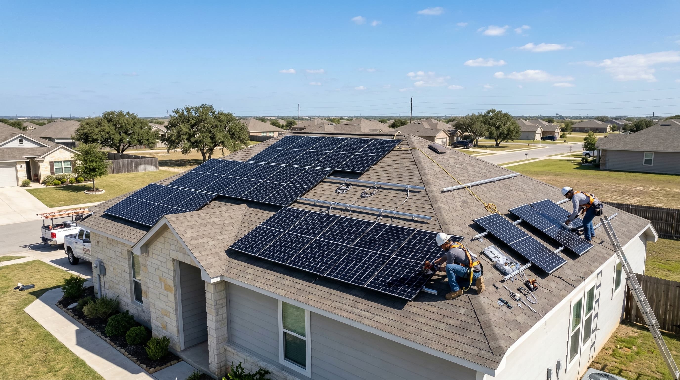 Solar panel installation on a Texas home