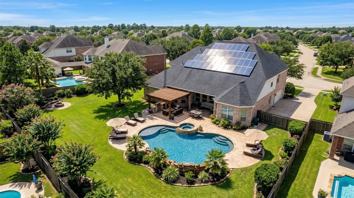 Texas home with pool and solar panels