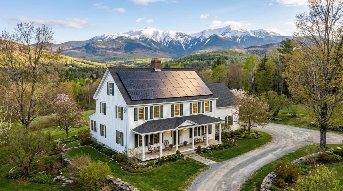 Vermont home with solar panels and Green Mountains — incentives still available in 2026 after federal ITC expired