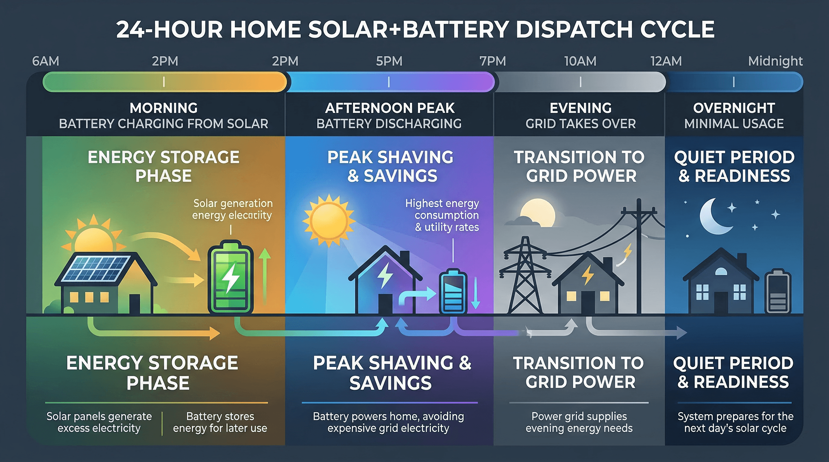 24-hour battery dispatch cycle showing charge and discharge patterns