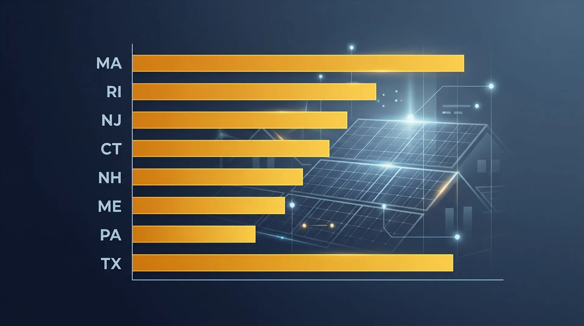 Solar panel savings comparison chart showing state-by-state savings data for 2026