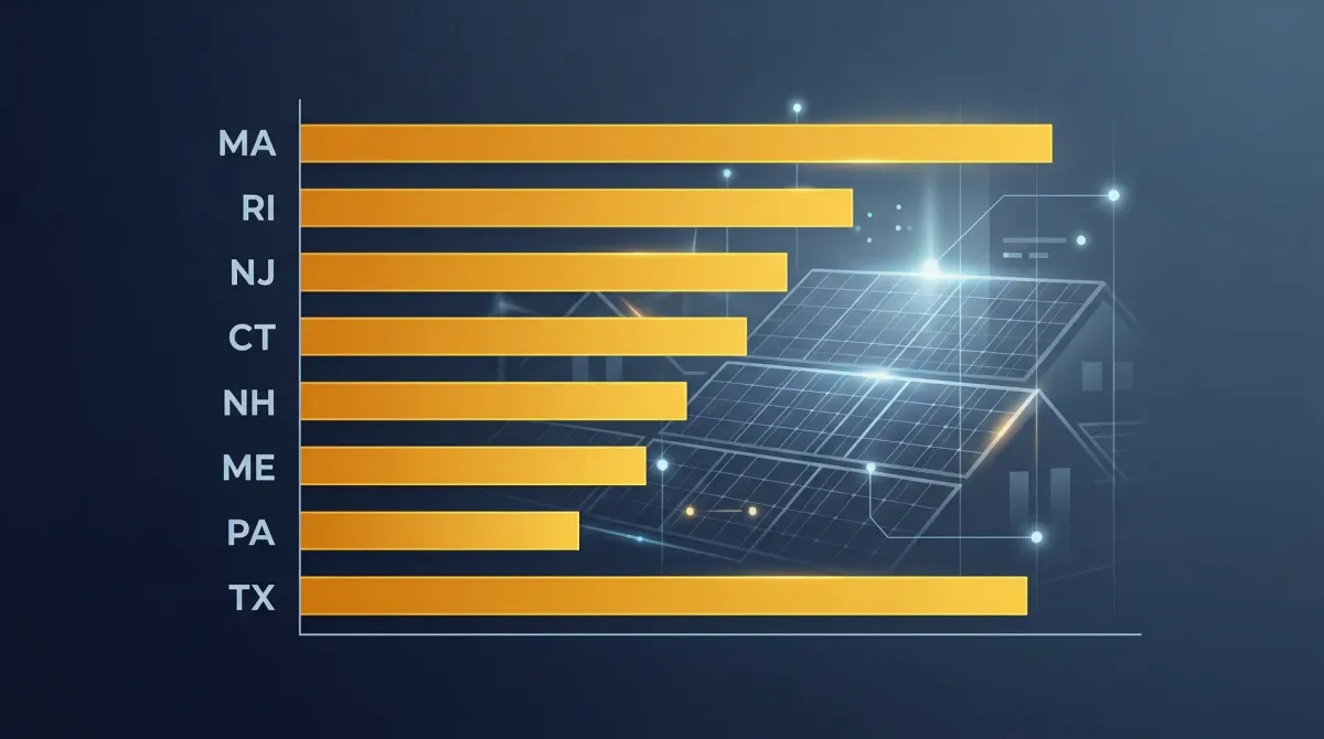 Solar panel savings comparison chart showing state-by-state savings data for 2026
