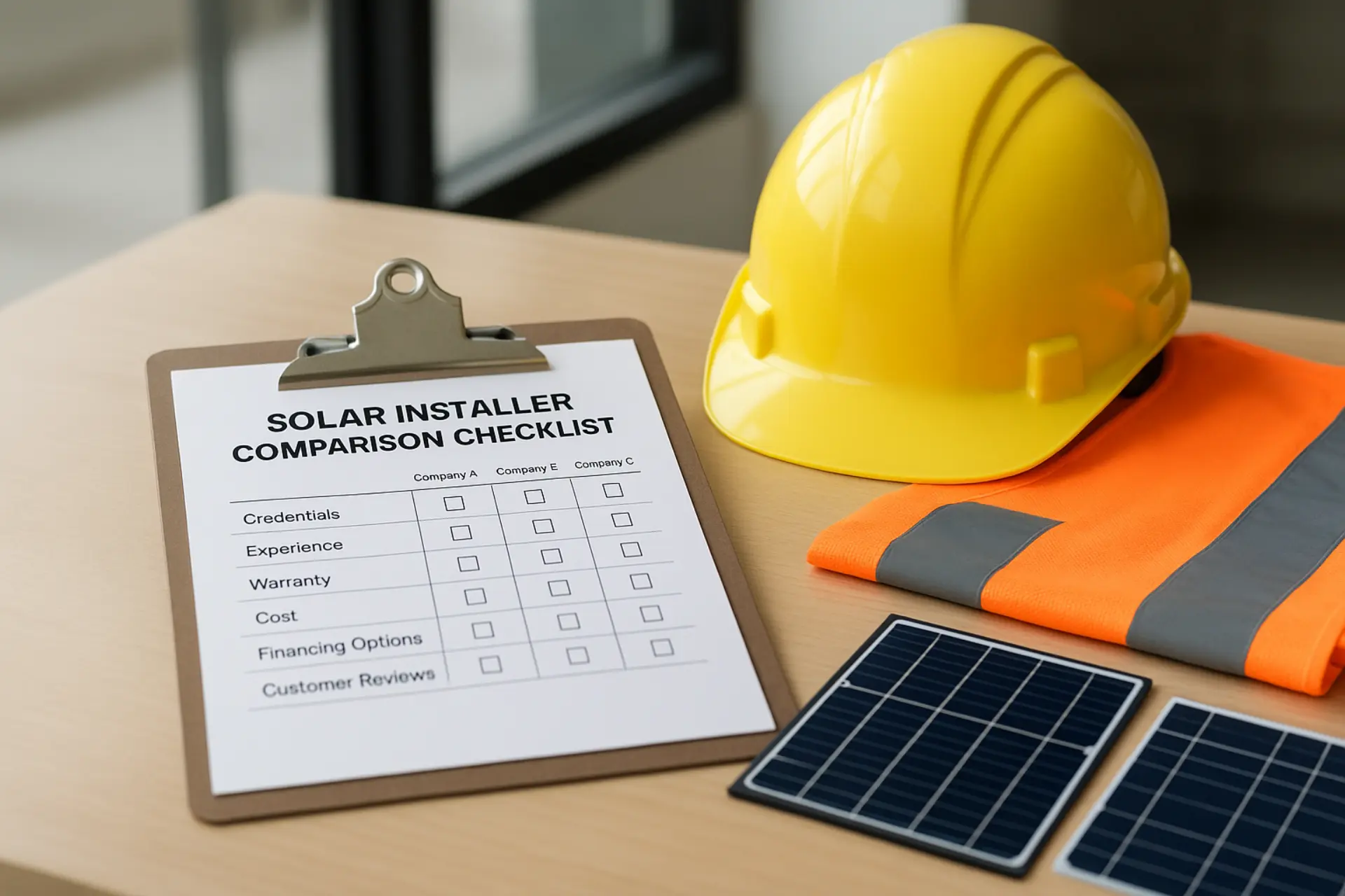 Solar installer comparison checklist